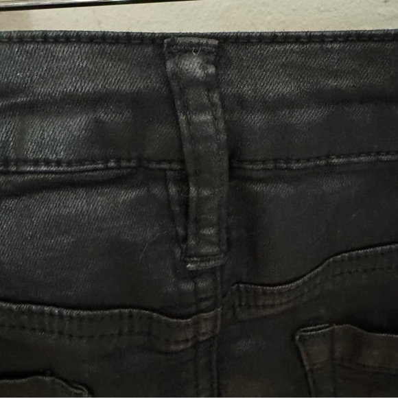 BLANKNYC Coated Waxed Denim Mini Skirt Black Stretch Style# 74X-0181MX - Picture 12 of 14